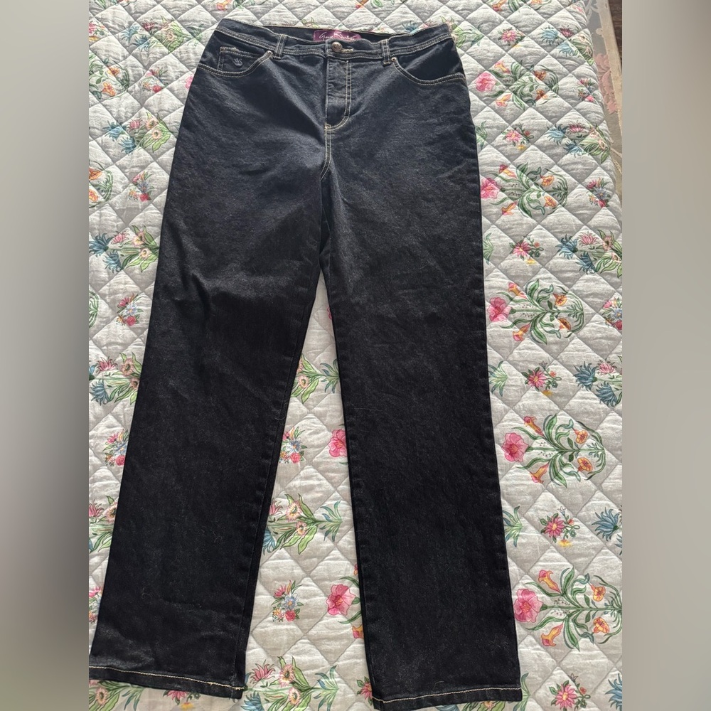 Gloria Vanderbilt Amanda straight leg rinse noir jeans 12P NWOT